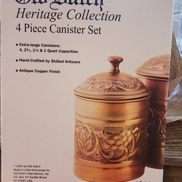 Copper Finish Canister Set, 4 pieces with lids - Picture 2 of 2